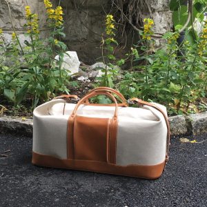sac de voyage lin coton cuir - yvon morin