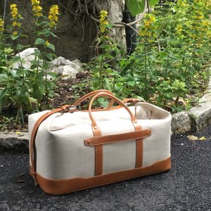 sac de voyage lin coton cuir - yvon morin