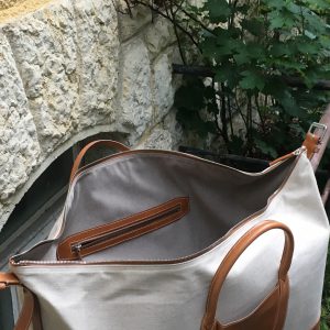 sac de voyage lin coton cuir - yvon morin